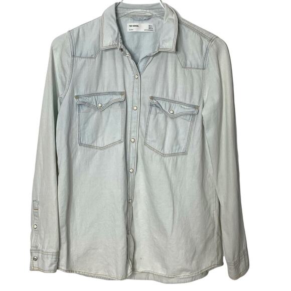 Zara TRF Denim Snap Button-down Chambray Shirt - Picture 1 of 6